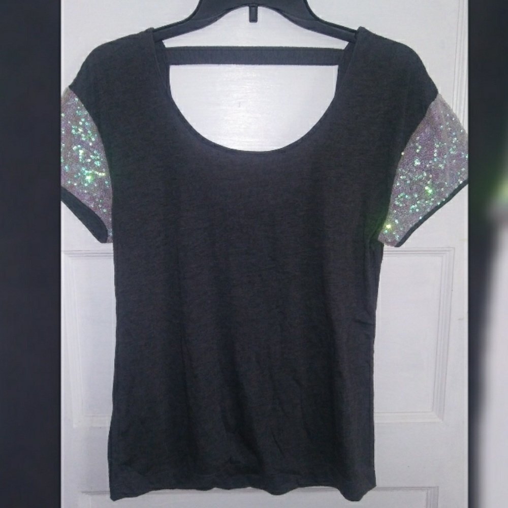 Short sparkly sleeve shirt